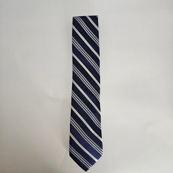 JOSEPH ABBOUD Men's Tie, 100% Silk, Striped Pattern, Navy Blue & White Necktie - Picture 2 of 7